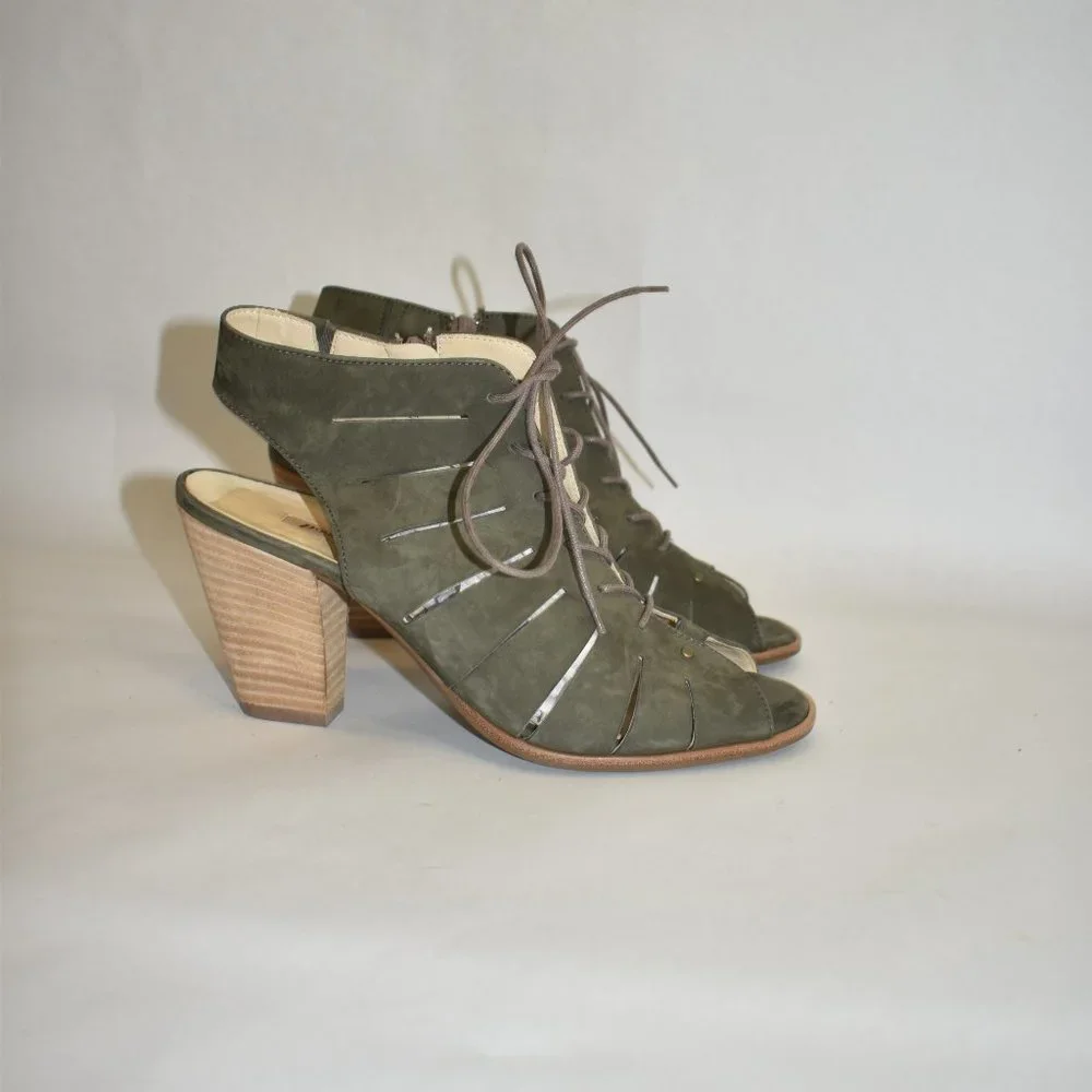 $400 PAUL GREEN  Cosmo Peep Sandal NUBUCK BOOTIE CAYANNE OLIVE 6.5 (RB)